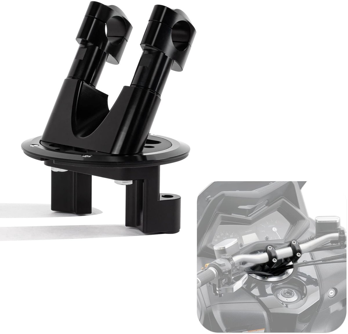 aladdien - Motorfiets Stuurverhoger - Klem Adapter - Verhoog je rijcomfort - Zwart - Motorfiets Accessoires - Verbeter je motorfiets - Geschikt voor..