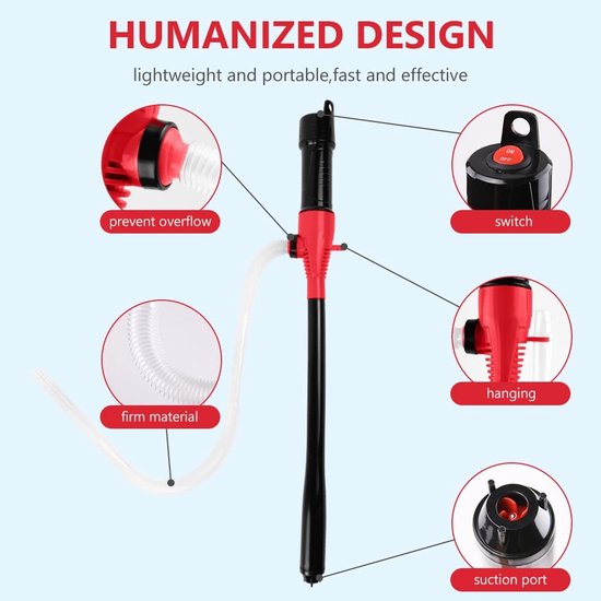 aladdien - Elektrische Handpomp - Voor Diesel en Brandstof - 8L per minuut - Batterij Voeding - Waterpomp - Ideaal voor Tank en Verplaatsing - Rood — afbeelding 4