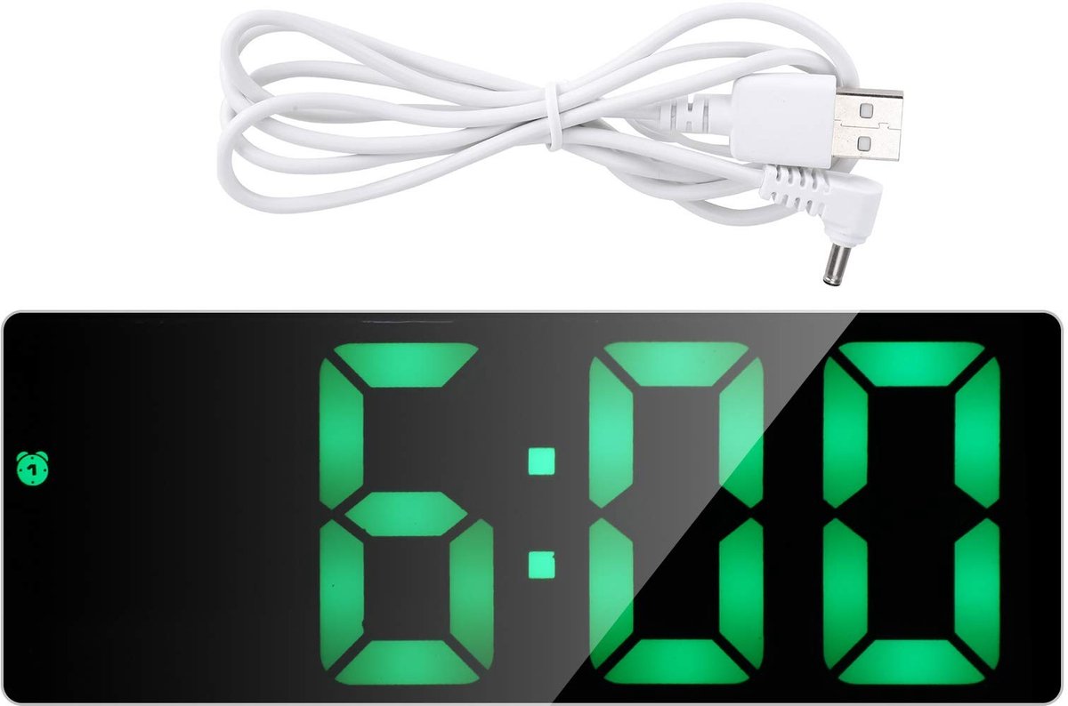aladdien - Multifunctionele elektronische klok - Digitale LED-display - Wekker met temperatuur en datum - Compact formaat - Batterij en USB-aangedre..