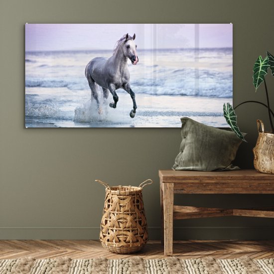 Peinture sur Verre - Cheval - Mer - Pastel - 120x60 cm - Peintures sur Verre Peintures - Photo sur Glas