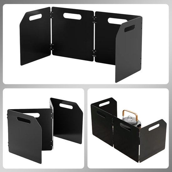 Windscherm voor Gasfornuis - Windscherm voor Buitenfornuis - Opvouwbaar - Draagbaar - met Opbergtas - Geschikt voor Wandelen en Barbecueën - 50X24,8X25cm — afbeelding 3