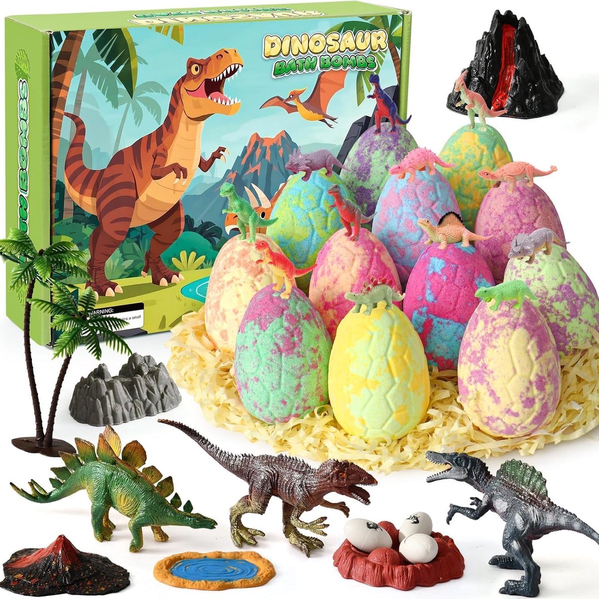 Dinosaurus Badbommen met Speelgoed Verrassing voor Kinderen - Organisch Badzout Cadeau