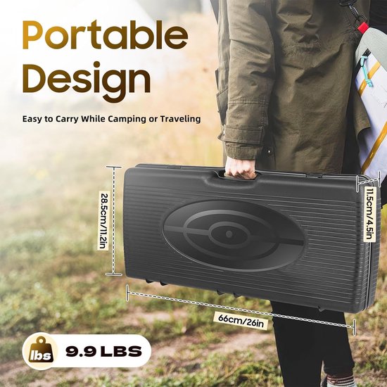 Draagbaar Kooktoestel - Camping Gasstel - Koken Buiten - Met Grillplaat - 615 cm - Zwart — afbeelding 3