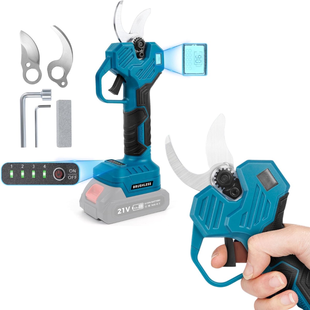 MRKK® Accu Snoeischaar - Elektrische Takkenschaar - Heggenschaar