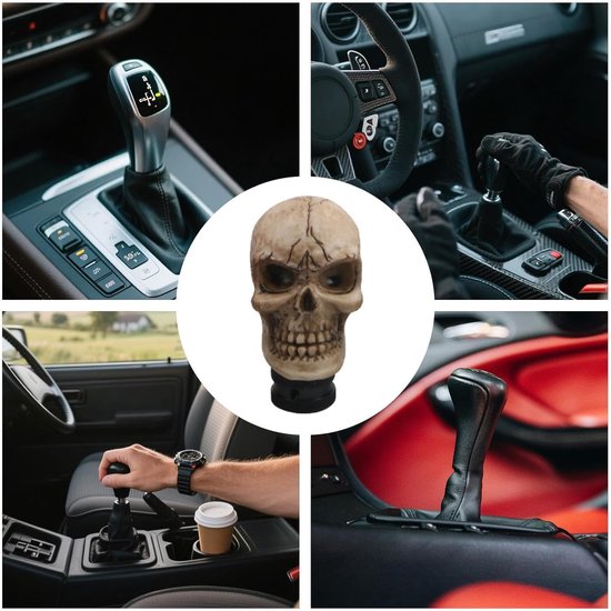 Schakelhendel Knop - Pookknop Auto - Interieur Personaliseren - Opvallend Schedel Design - 14x5 cm - Grijs — afbeelding 4