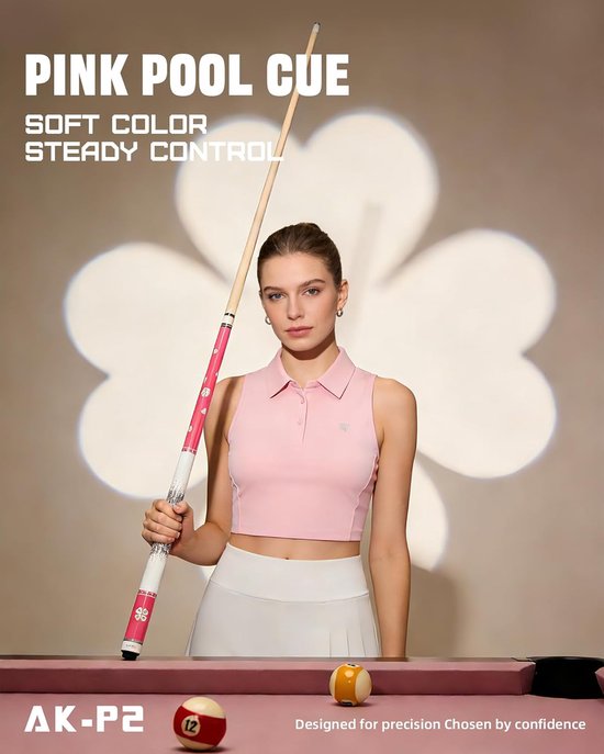 Biljartkeu Set - Pool Keu - Biljart Spelen - Koolstofvezel Constructie - 147 cm - Roze — afbeelding 5