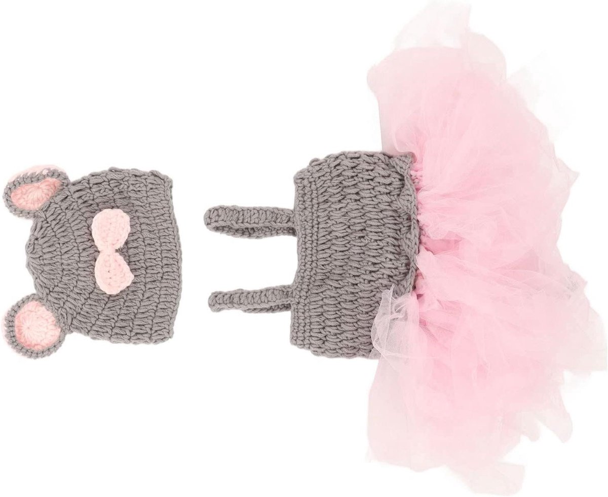 Baby Fotografie Set - Babykleding Set - Baby Fotoshoot - Zachte Gebreide Stof - 23 x 23 x 5 cm
