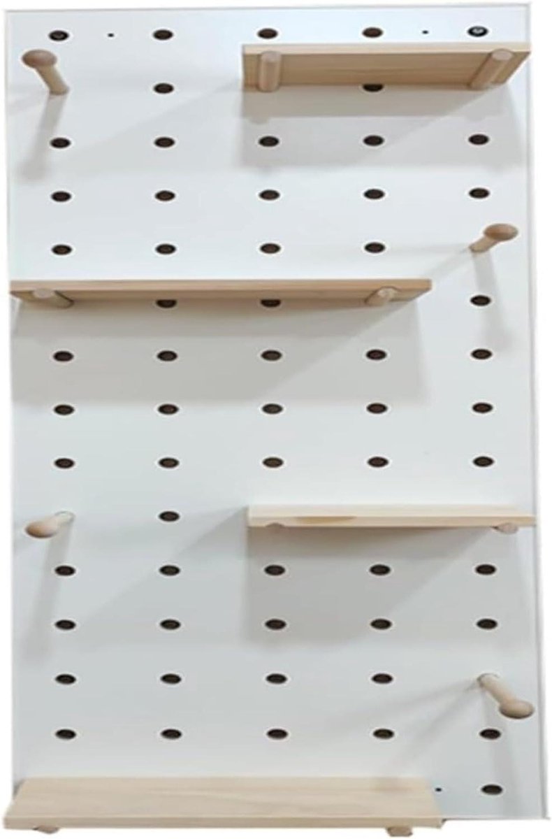 Pegboard Organizer Kit - Houten Wandrek - Opbergen Thuis - Massief Hout - 40 x 120 cm - Wit