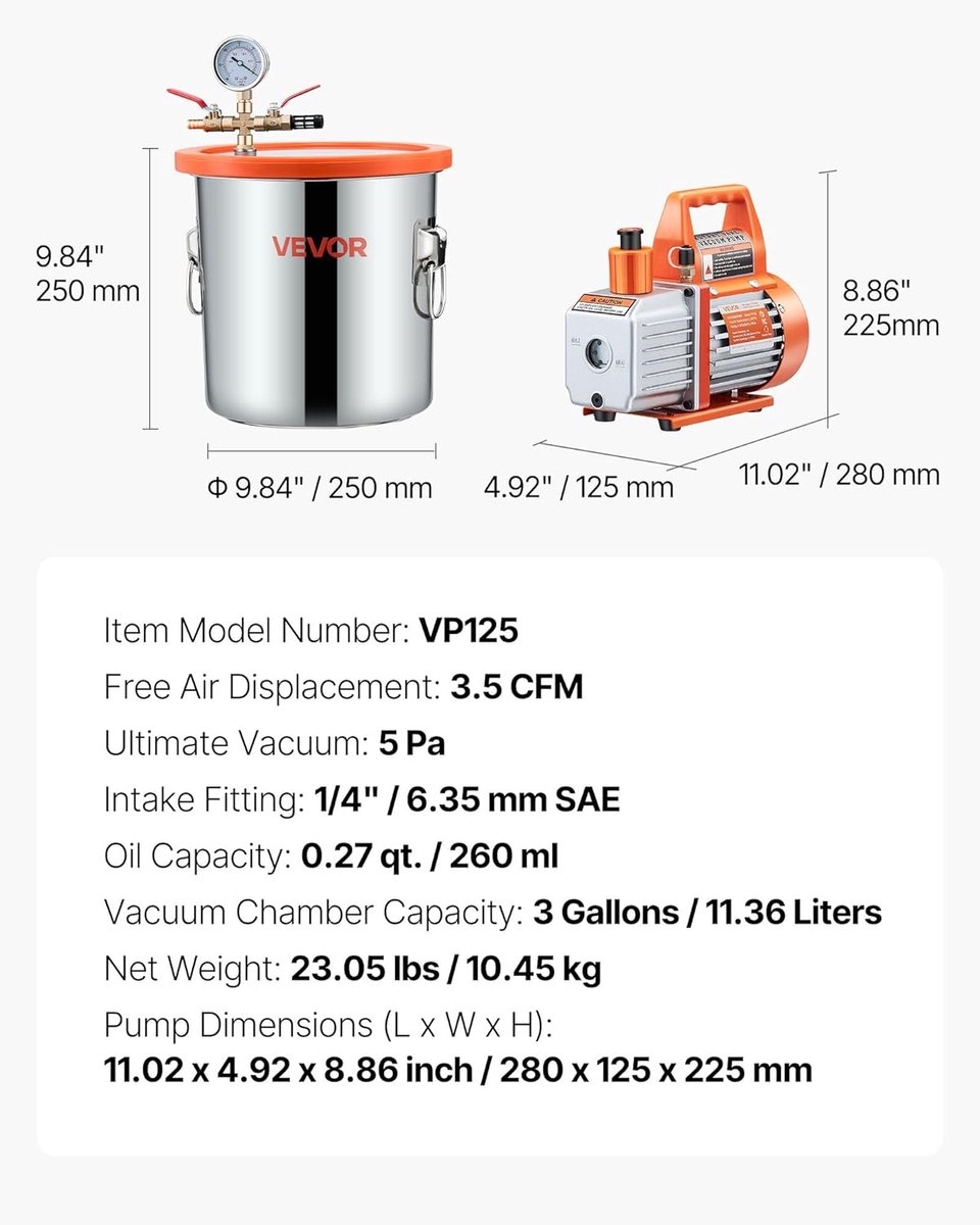 Vacuümpomp Set - Ontgasser - Hars Stabiliseren - Efficiënt Ontgassen - 1136L Kamer - Zwart