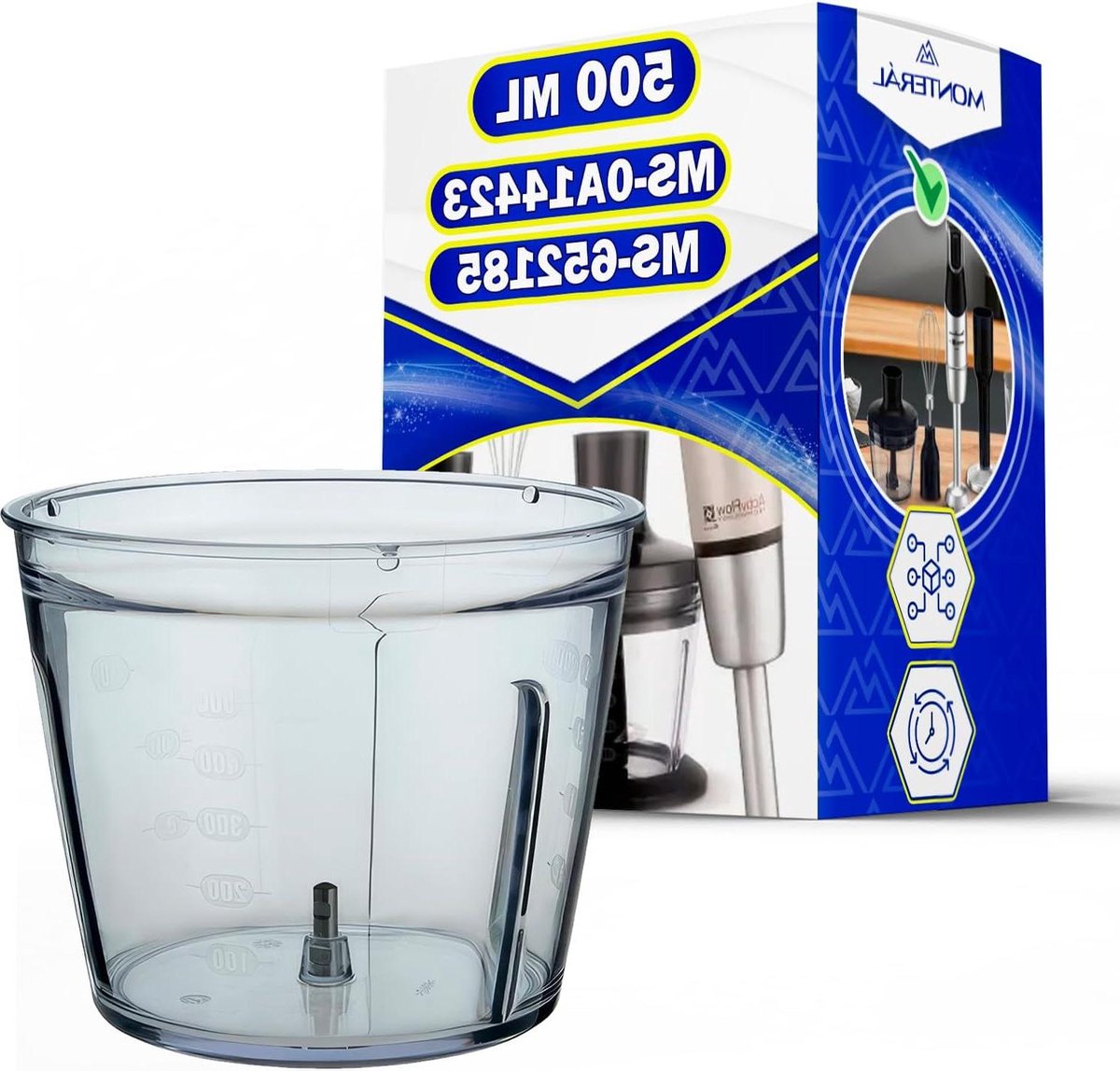 Mixer Kom - Accessoire Blender - Keukenwerk - Voedselveilig Plastic - 500 ml - Transparant