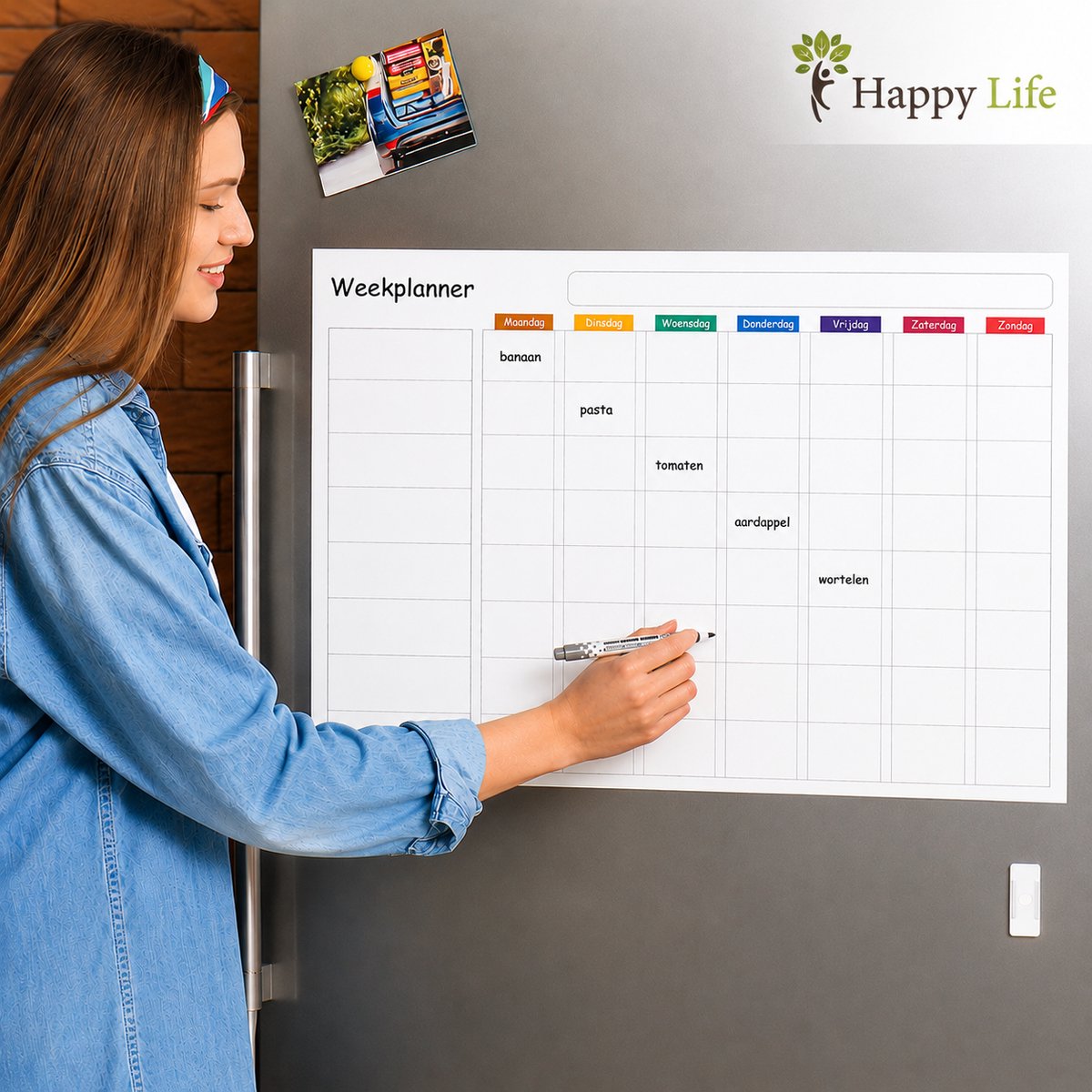 Weekplanner PlakWaarJeWilt XL – Zelfklevend Whiteboard – 60 x 40 cm