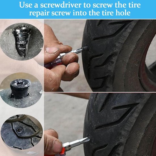 Rubberen Schroefbandenpluggen - Bandenservice Kit - Bandreparatie Onderweg - Zelfverspreidend Afdichtmiddel - 10 Stuks - Zwart — afbeelding 2