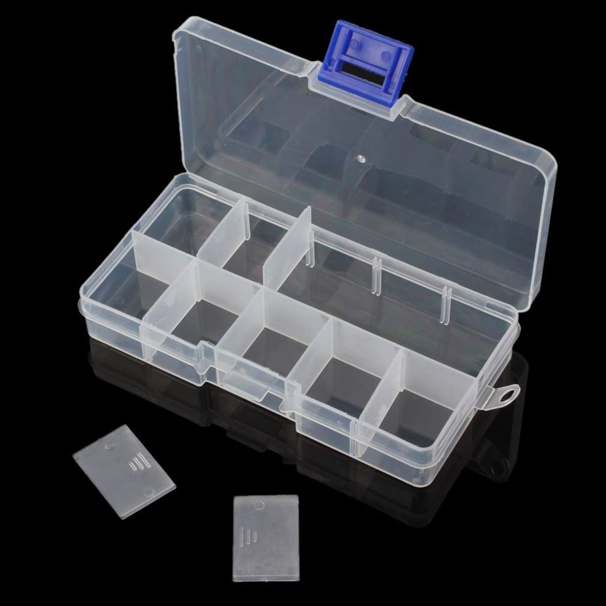 aladdien - Visgerei Box Organizer - Kleine Visgerei Opslag - Transparant - Verstelbare Verdelers - Ideaal voor Vissen Kunstaas - 10 Compartimenten