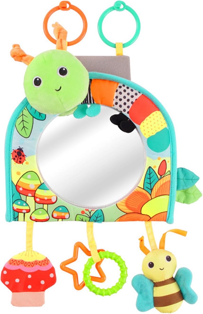 Baby autospiegel - Rups speelgoed - Veilig reizen - Onbreekbaar acryl - 30x29 cm - Groen