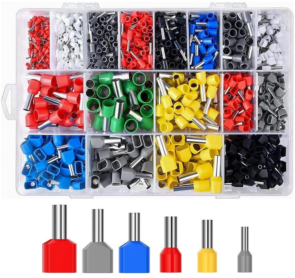 aladdien - Dubbele Kabelhulzen - 1200 Stuks - Hoge Isolatiebescherming - Geschikt voor 0,5-16 mm² - Krimpverbinders - Efficiënte Bedrading - Koper