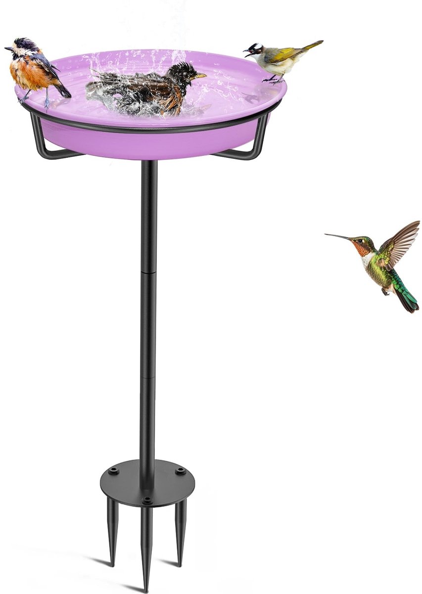 aladdien - Vogeldrinkbak - Vogelbad voor wildvogels - Vorstbestendig en winterbestendig - Lila - Voederbak voor vogels - Tuinaccessoire voor buiten