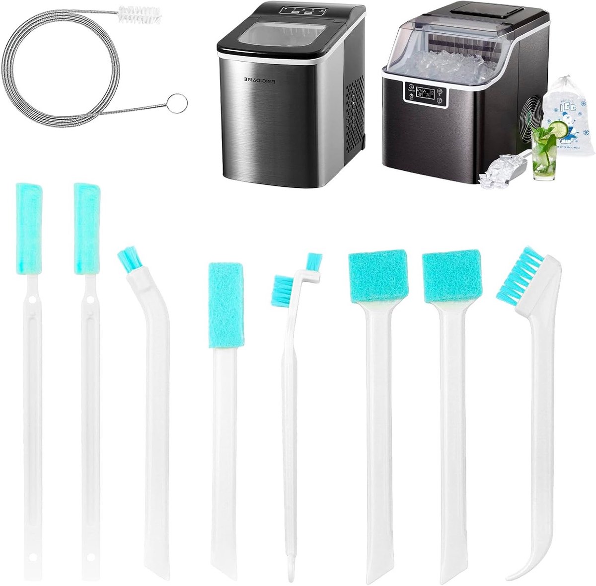 Multifunctionele set van 9 schoonmaakborstels voor ijsmachines, ideaal voor smalle ruimtes en huishoudelijk gebruik, inclusief sponsborstels voor grondige reiniging