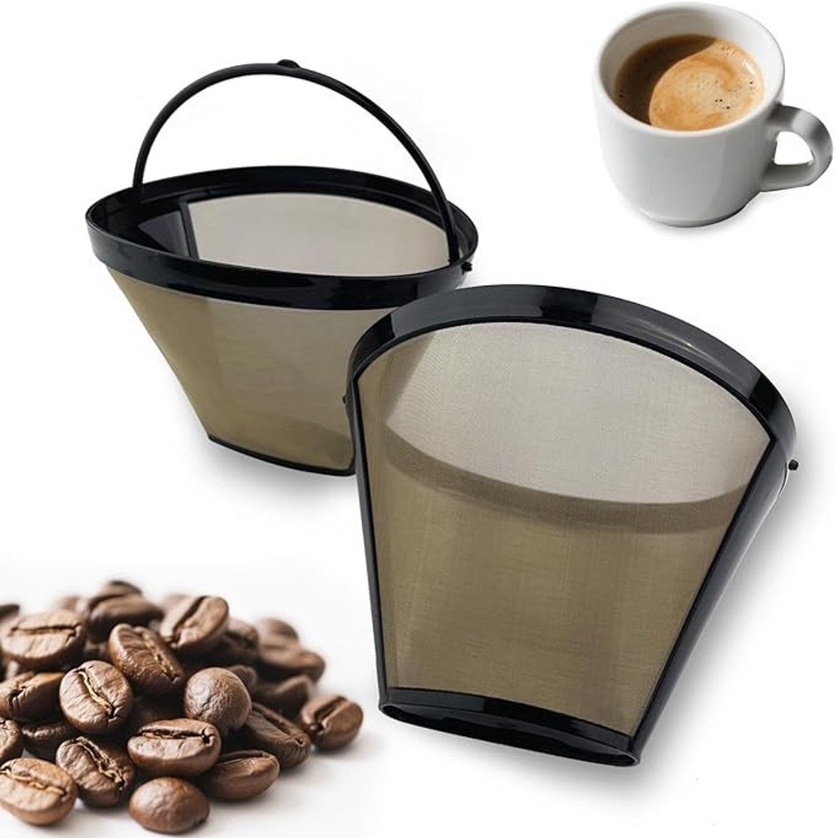 Herbruikbare koffiefilter van roestvrij staal voor 8-12 kopjes