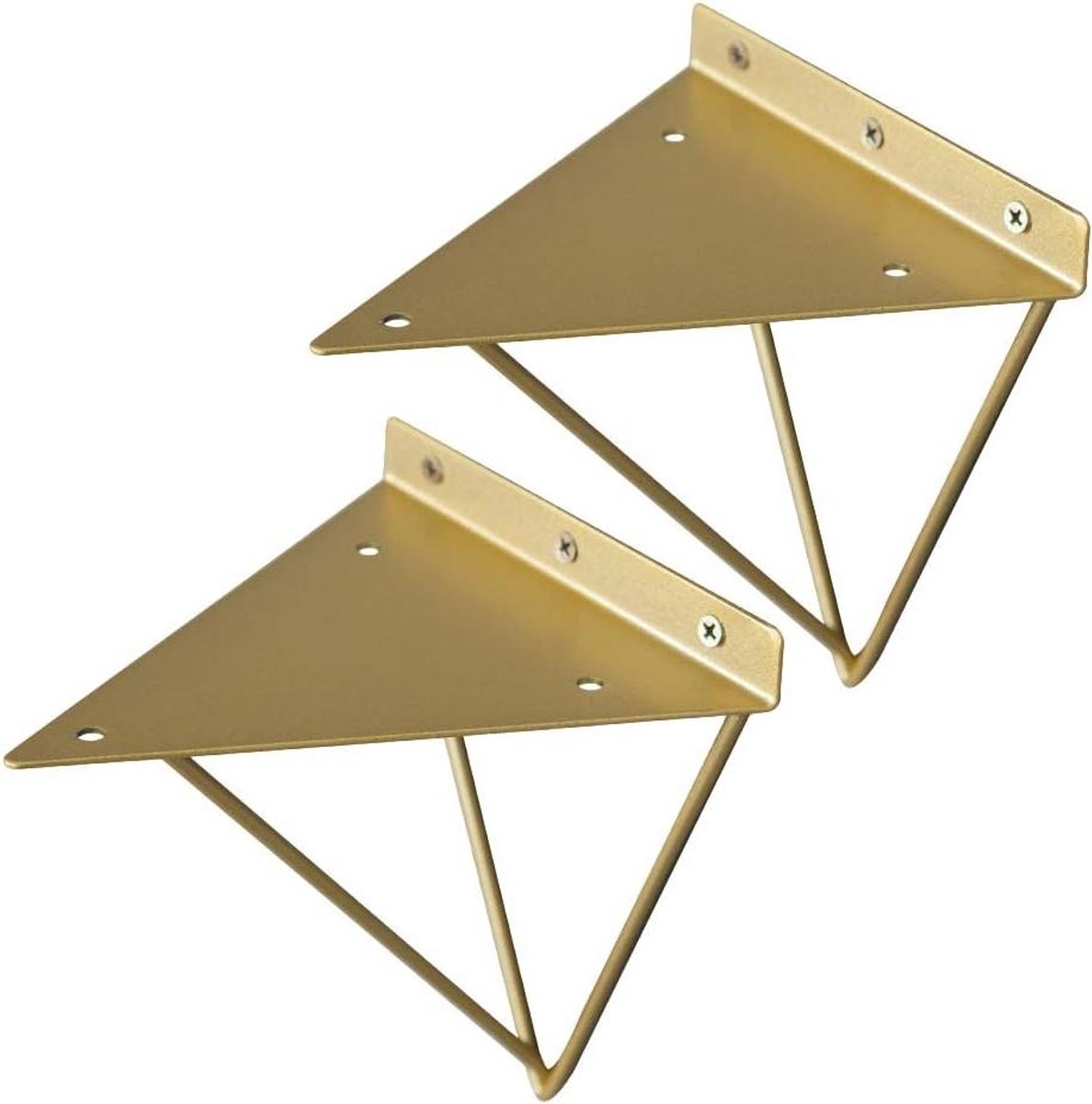 Draagsteunen Planken - Steunen Muur - Opbergen Thuis - Driehoekige Constructie - 10 cm - Goud
