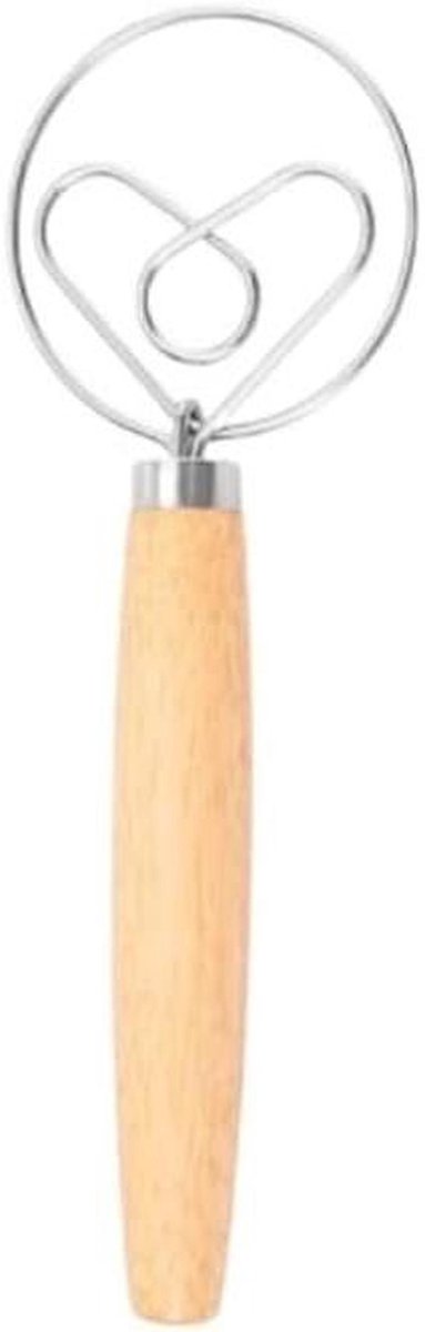 Houten Deegklopper - Broodmixer - Deeg Mengen - Dubbele Mengefficiëntie - 24x8cm - Geel