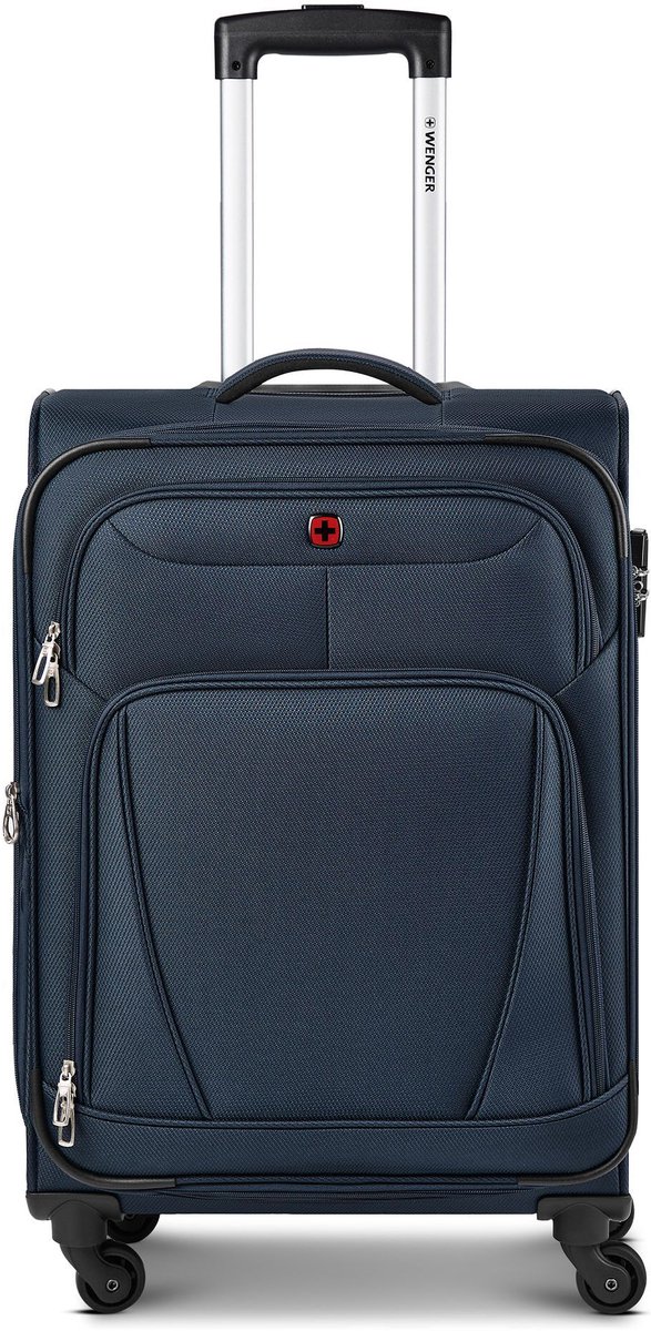 Wenger Beaumont 4 wielen Trolley M 67 cm met uitbreidingsplooi - Zachte bagage - Combinatieslot - navy