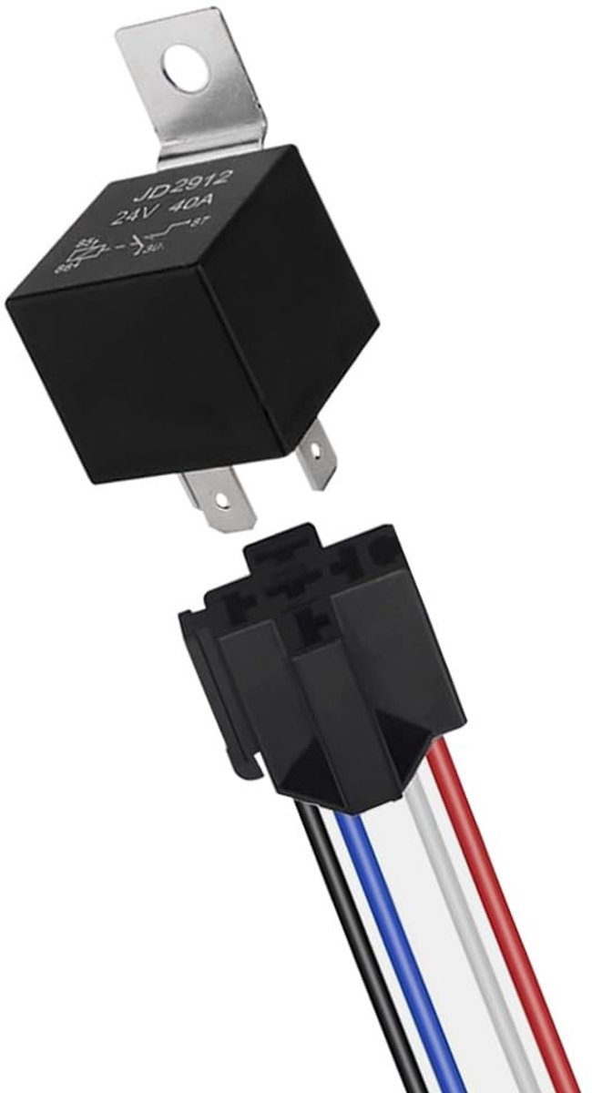 aladdien - 4 Pin Car Relay - 24V 40A - Automatisch relais met socket - Zwart - Voor auto truck boot - Hoogwaardige prestaties