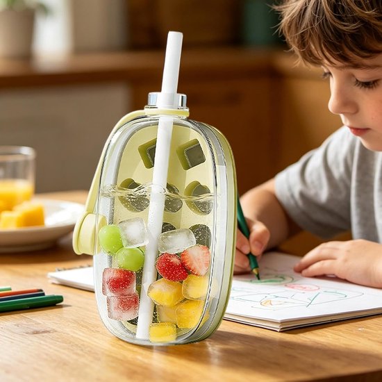 IJsblokjesmaker Fles - IJsbakje Waterfles - Dranken Koelen - Contactloze IJsuitgifte - 22x10.7x9.5 cm - Wit — afbeelding 3