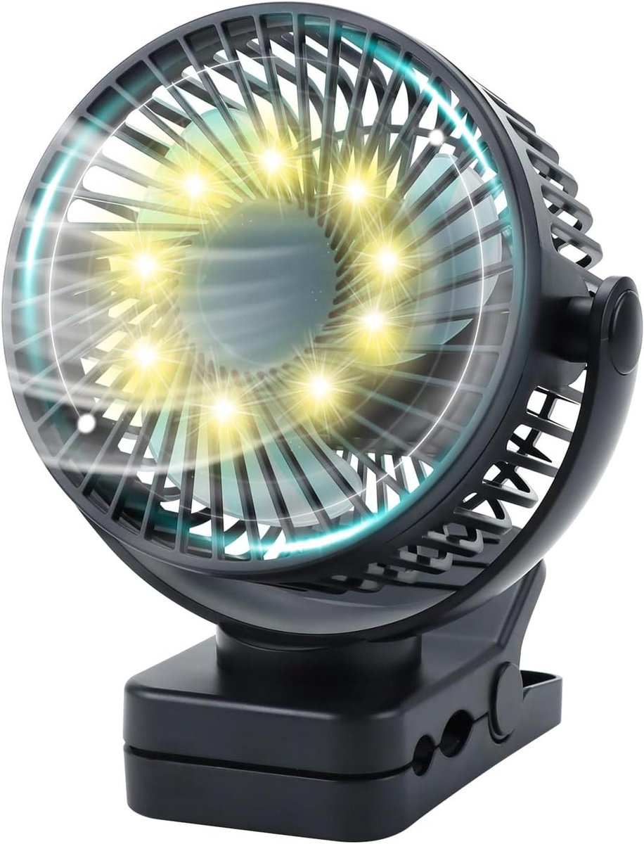 Oplaadbare Ventilator - Mini Fan - Bureau Koeling - Met Afstandsbediening - 12.000 mAh - Zwart
