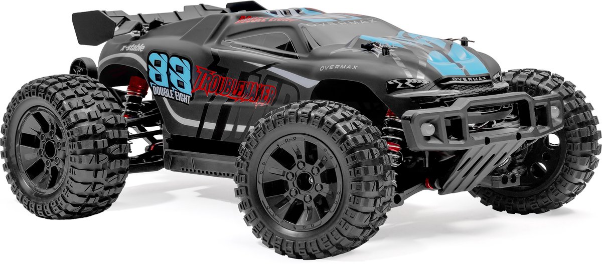 Overmax X-Stable RC auto / RC car – 35 km/h – 4x4 Monster Truck – 1:10 – metalen aandrijving – olie-schokdempers – dubbele LED verlichting – 2 accu’s (tot 40 min rijtijd) – instelbare besturing – actieve rem – offroad terrein model - Bestuurbare Auto — afbeelding 2