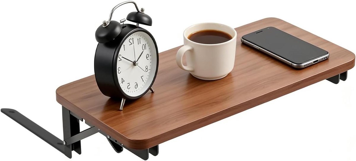 Bedplank - Nachtkastje - Ruimte Besparen - Opvouwbaar Ontwerp - 6 x 26 x 6 cm - Zwarte Walnoot