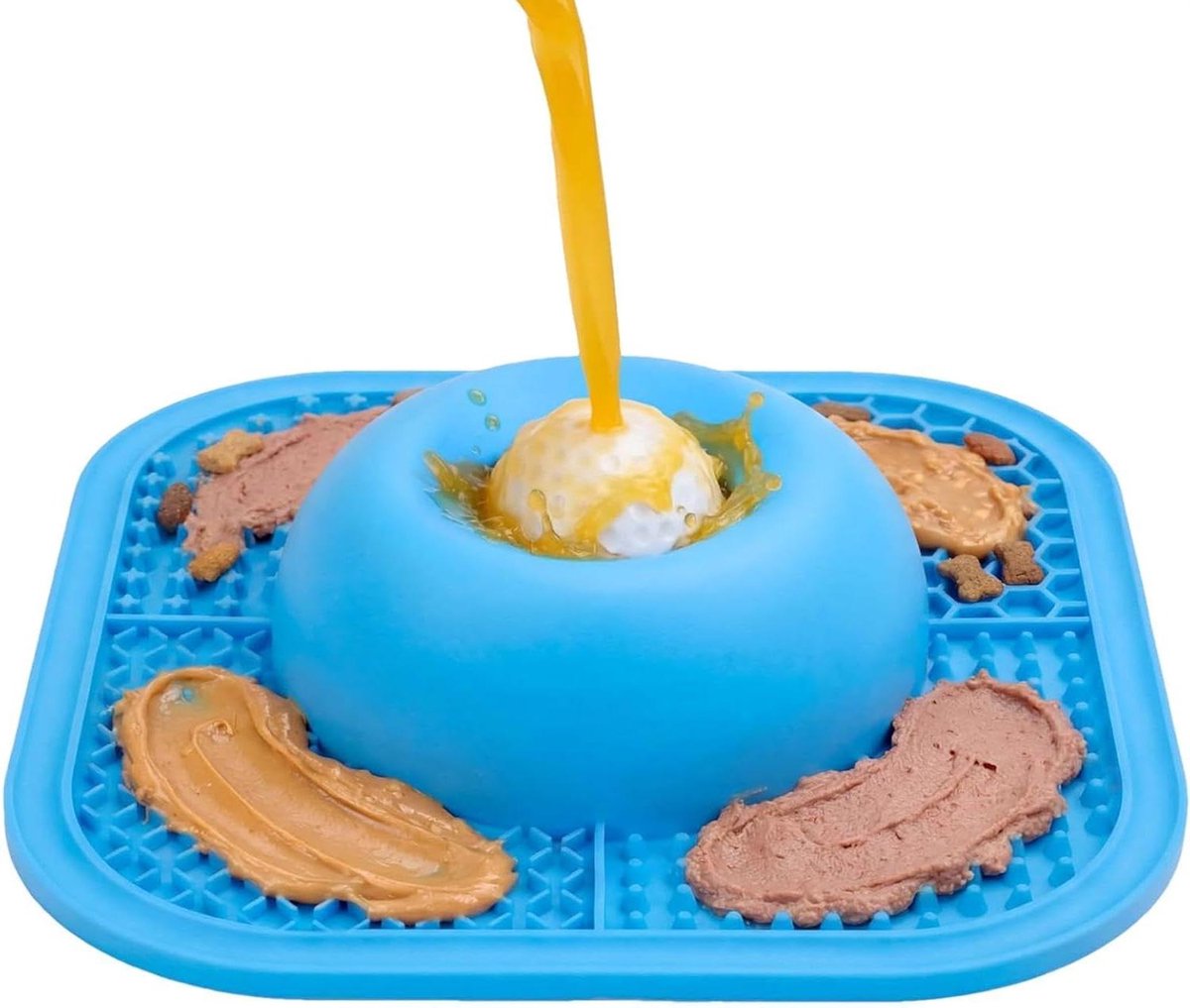 Honden Likkom - Hondenbak Likmat - Langzaam Voeren - Antislip Siliconen - 25 cm - Blauw