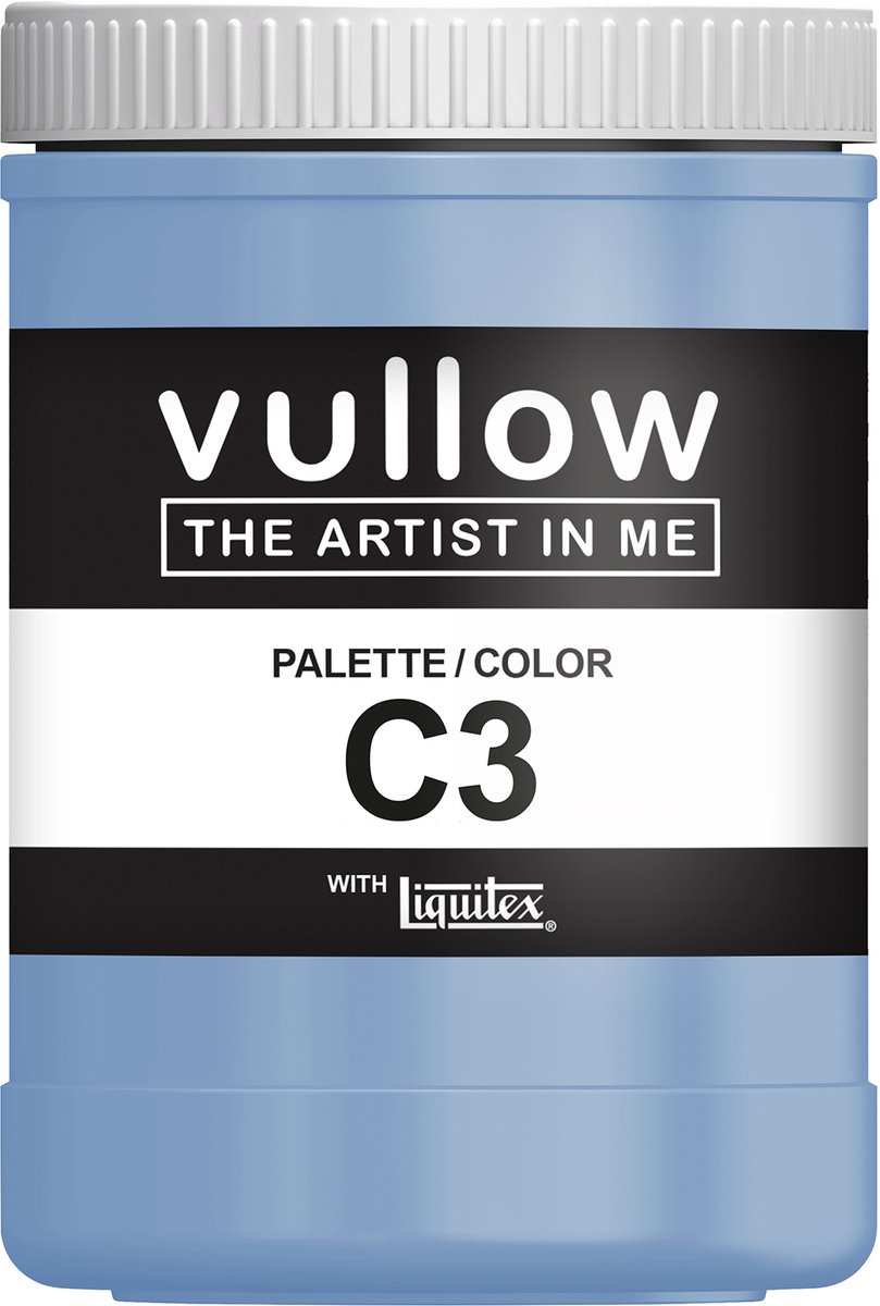 Vullow® Acrylverf C3 Middenblauw – Mat – 1 Liter – Voor Canvas, Hout en Papier