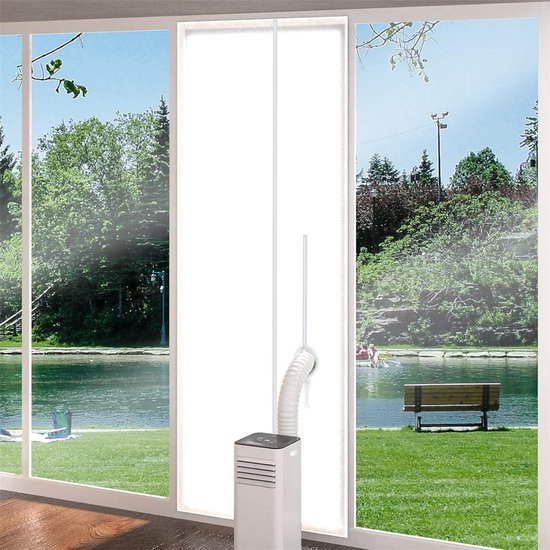 Airco deurafdichting 90×210 cm wit voor mobiele airconditioner met ritssluiting tegen warme lucht en stof