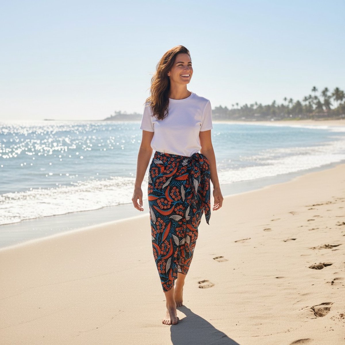 Sarong / pareo / pangi katoen - Strandkleding wikkelrok / strandjurk / omslagdoek / baby wrap - Rode leaftrails