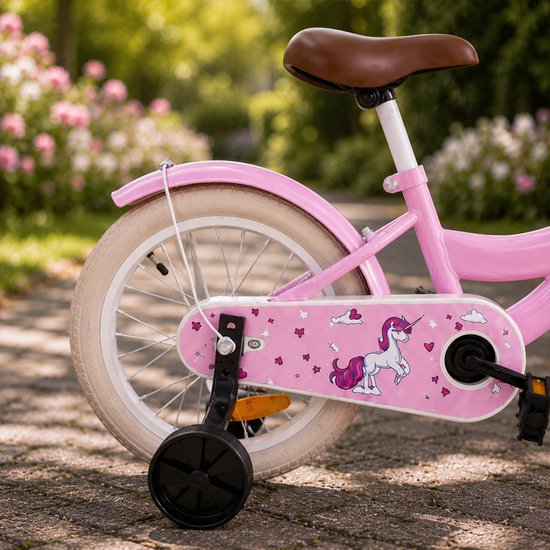 Cycloni Kinderfiets 14 inch Meisjesfiets - Roze - Inclusief Zijwieltjes - Voor 3, 4 & 5 jaar van Cycloni — afbeelding 2