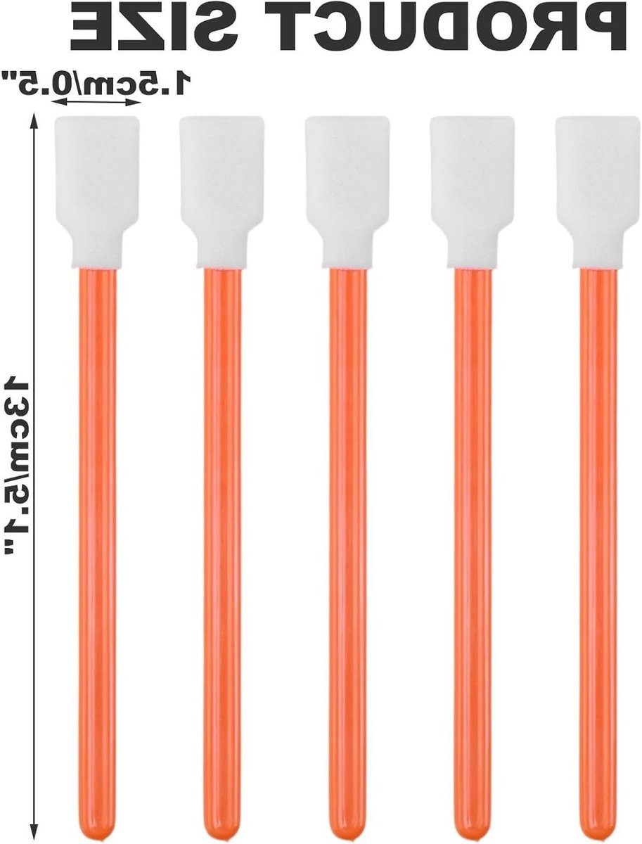 Set van 50 Schoonmaak Sponsen - Oranje Schuim Caps en Swabs voor Printers, Camera's en Inkjet Nozzles - Stofvrije Reiniging en Onderhoud