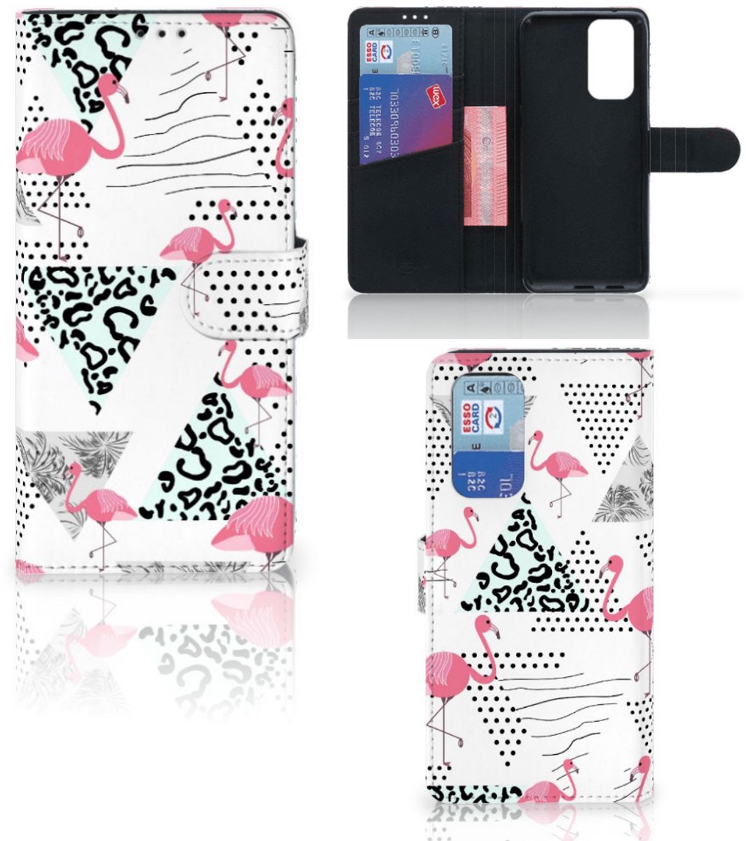 OnePlus 9 Pro Telefoonhoesje met Pasjes Flamingo Triangle