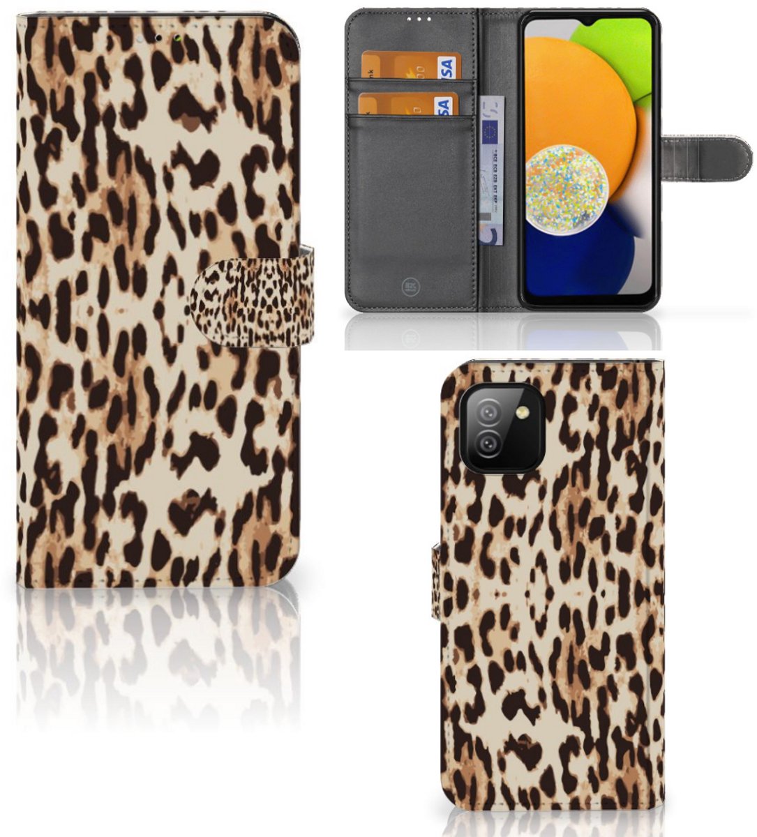 Samsung Galaxy A03 Telefoonhoesje met Pasjes Leopard