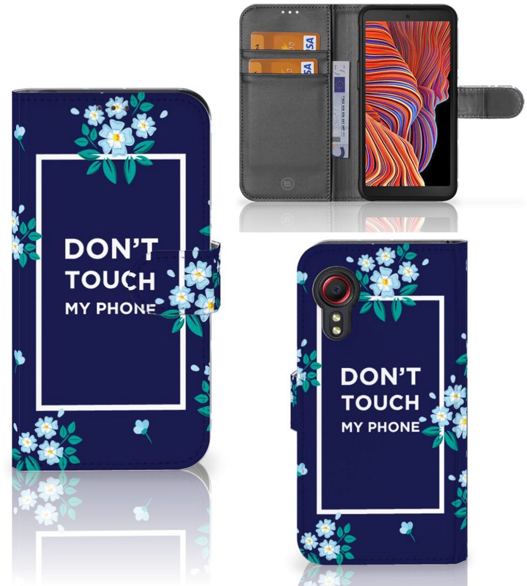 Samsung Galaxy Xcover 5 Portemonnee Hoesje Flowers Blue DTMP