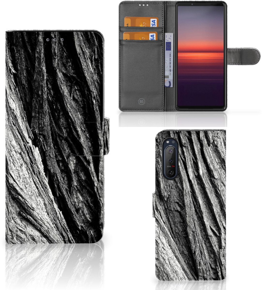 Book Style Case Sony Xperia 5II Boomschors Grijs