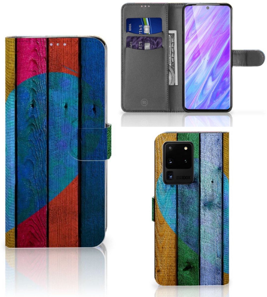 Samsung Galaxy S20 Ultra Book Style Case Wood Heart - Cadeau voor je Vriend