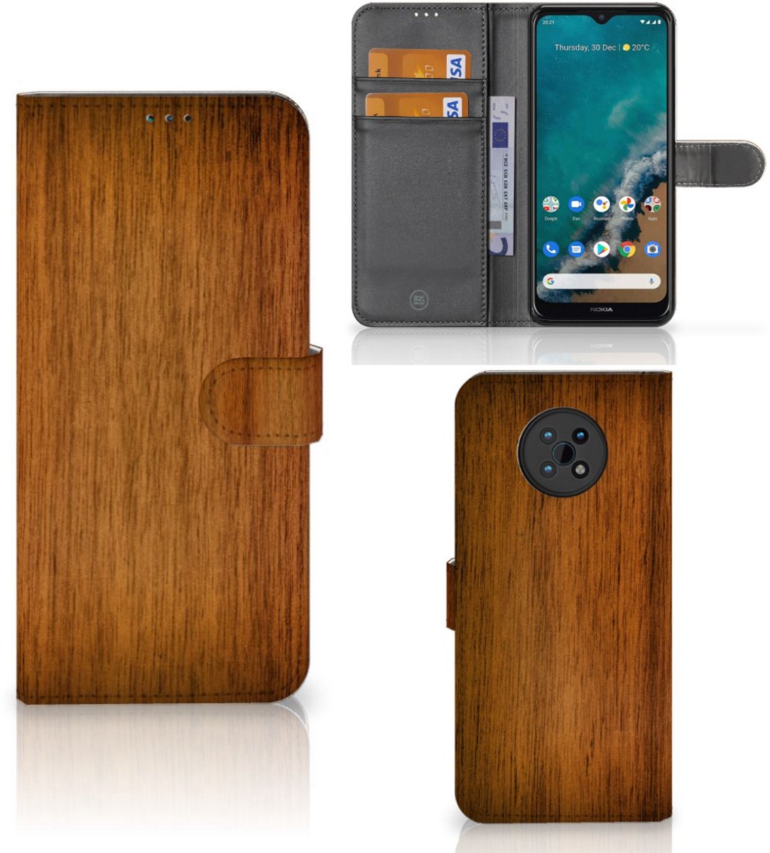 Boekhoesje voor Nokia G50 Book Style Case Donker Hout