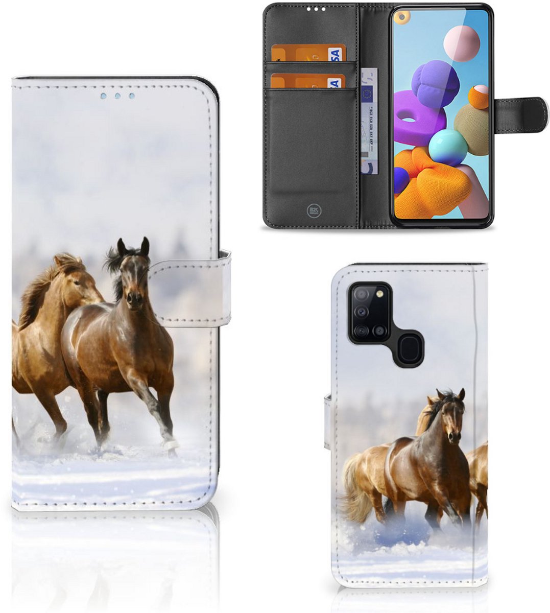 Samsung Galaxy A21s Telefoonhoesje met Pasjes Paarden