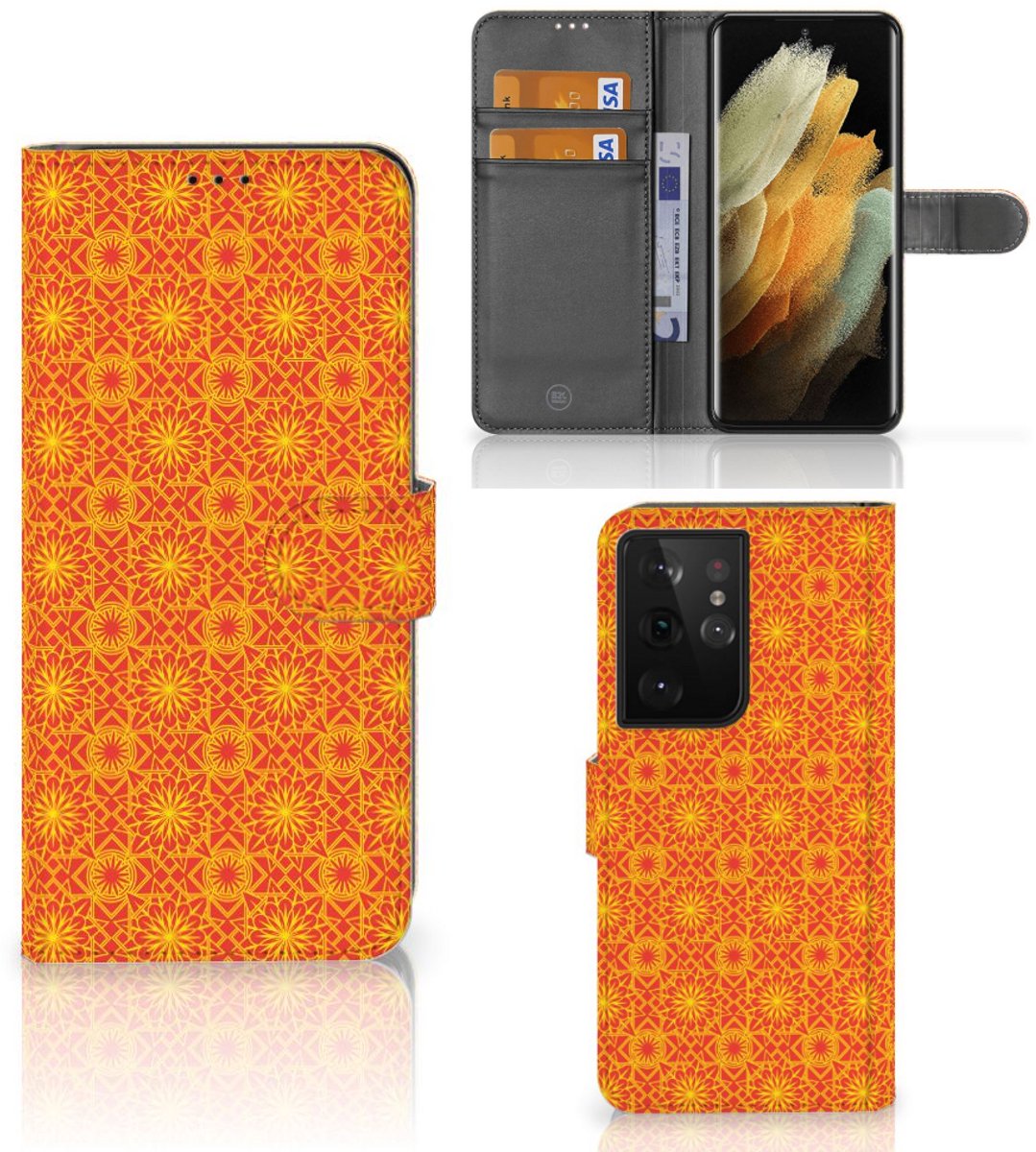 Samsung Galaxy S21 Ultra Telefoon Hoesje Batik Oranje