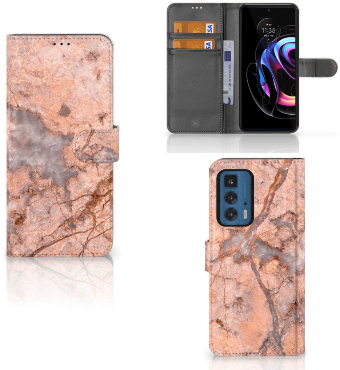 Motorola Edge 20 Pro Bookcase Marmer Oranje