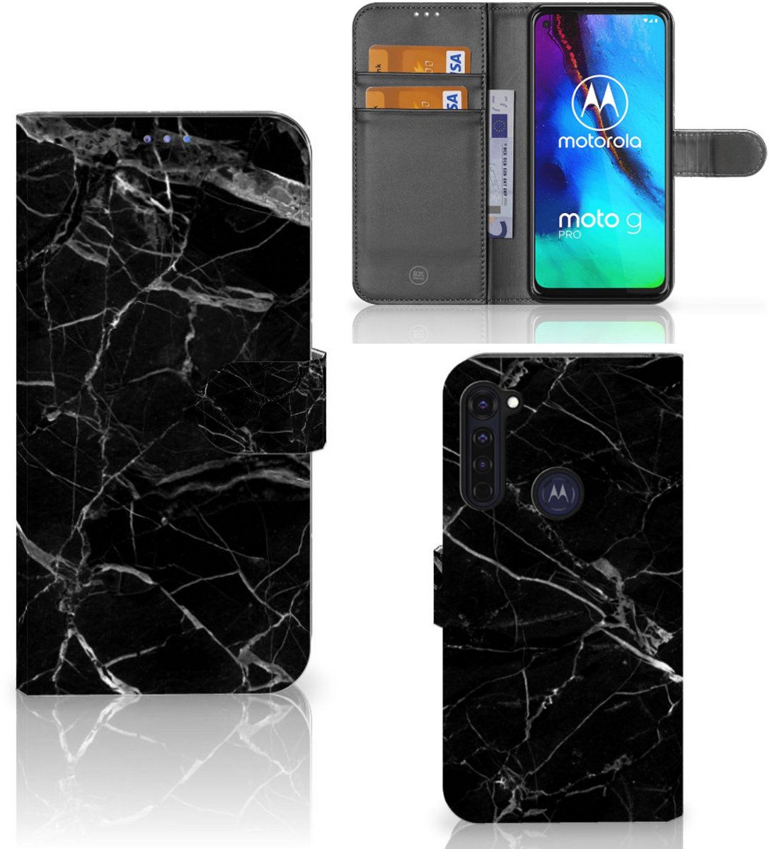 Motorola Moto G Pro Bookcase Marmer Zwart - Origineel Cadeau Vader