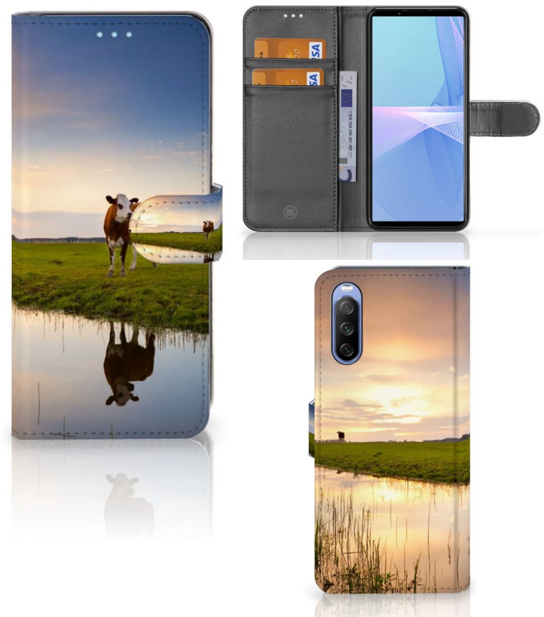 Sony Xperia 10 III Telefoonhoesje met Pasjes Koe