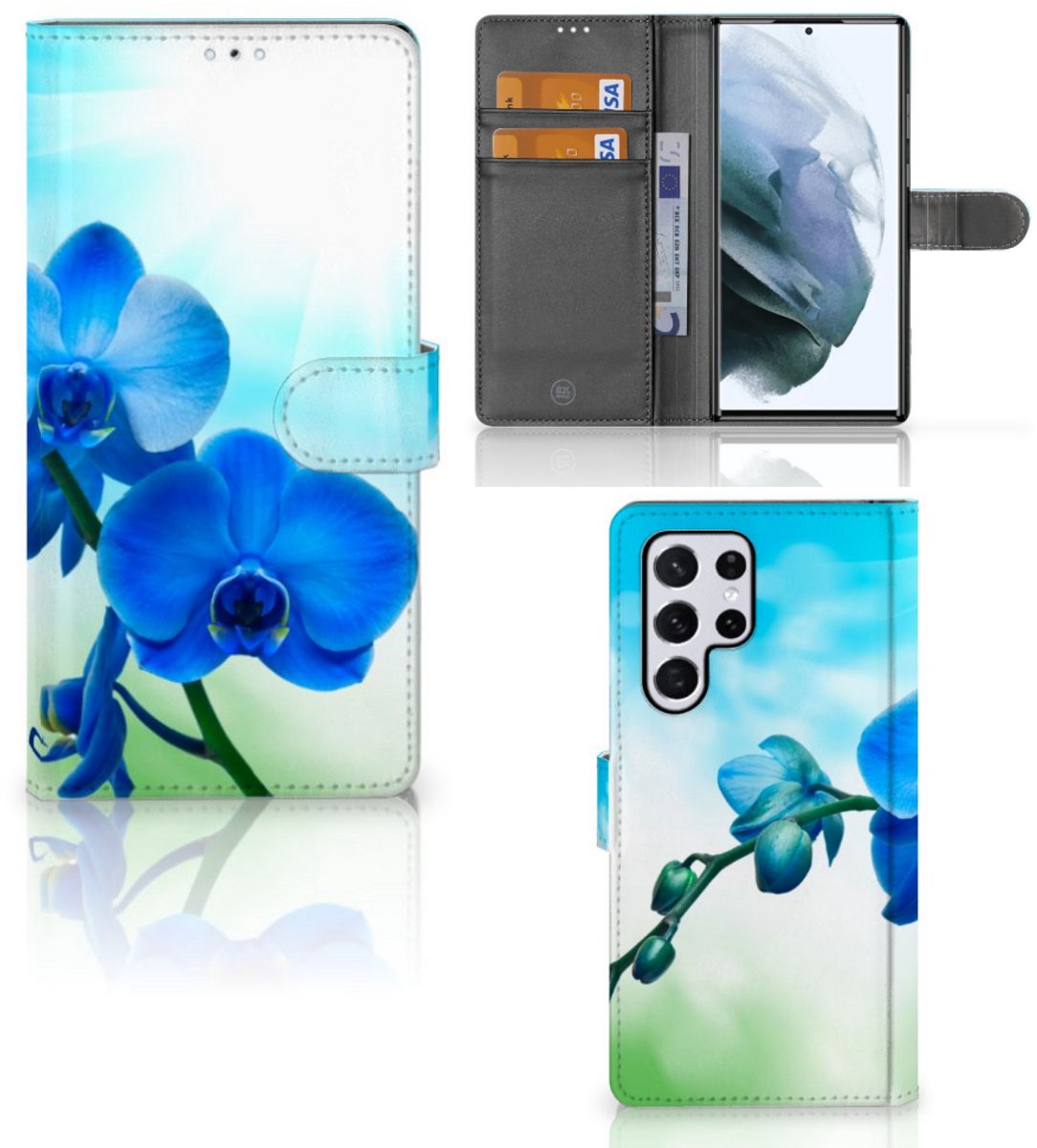 Samsung Galaxy S22 Ultra Hoesje Orchidee Blauw - Cadeau voor je Moeder