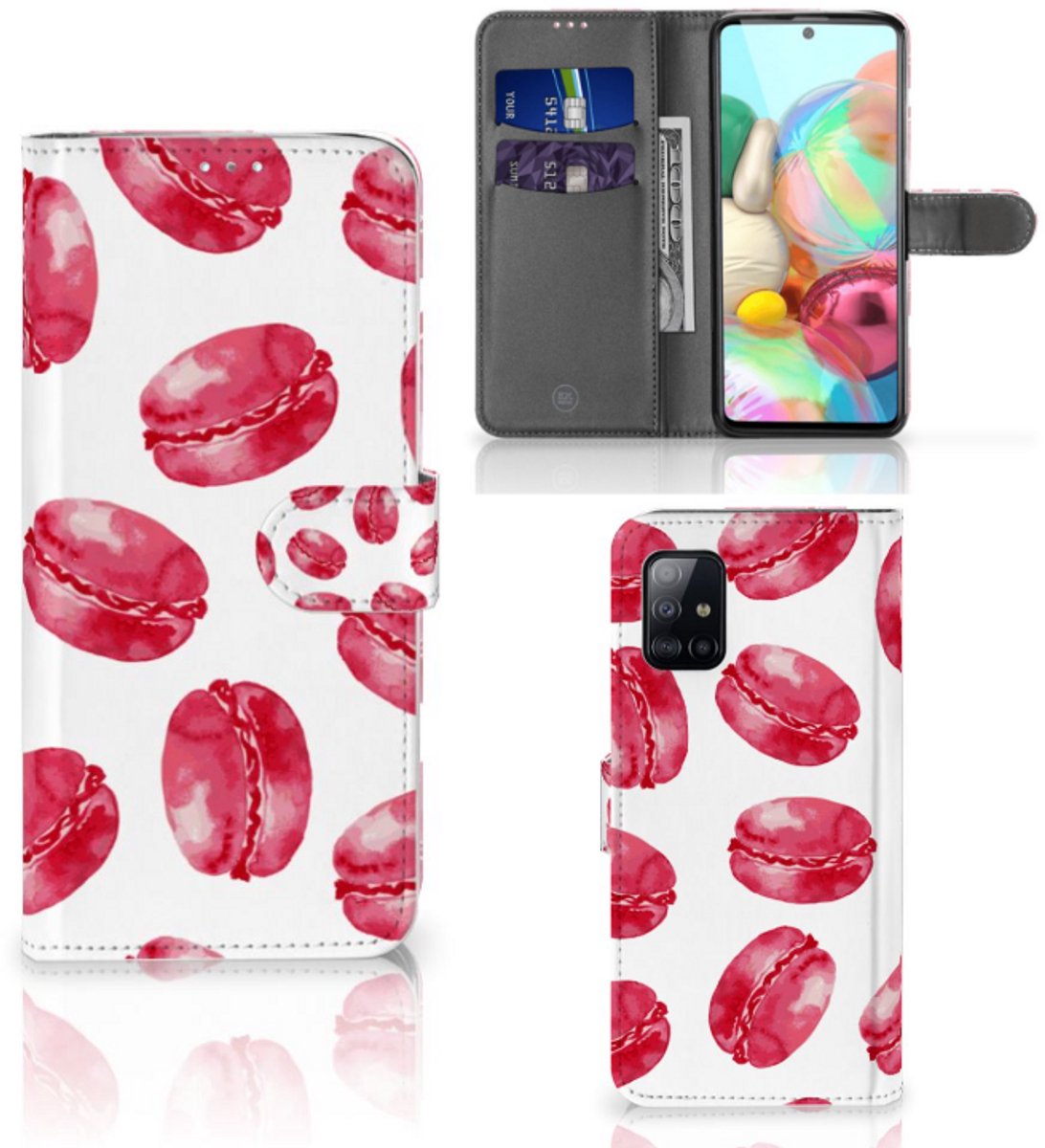 Boekhoesje voor Samsung Galaxy A71 Book Cover Pink Macarons