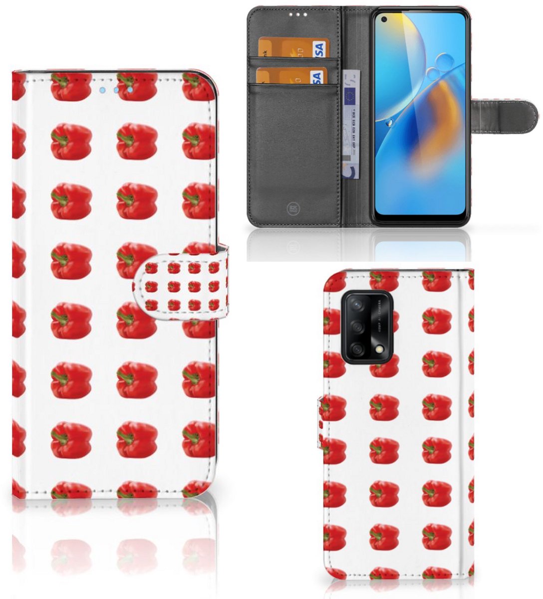 OPPO A74 4G Book Cover Paprika Red